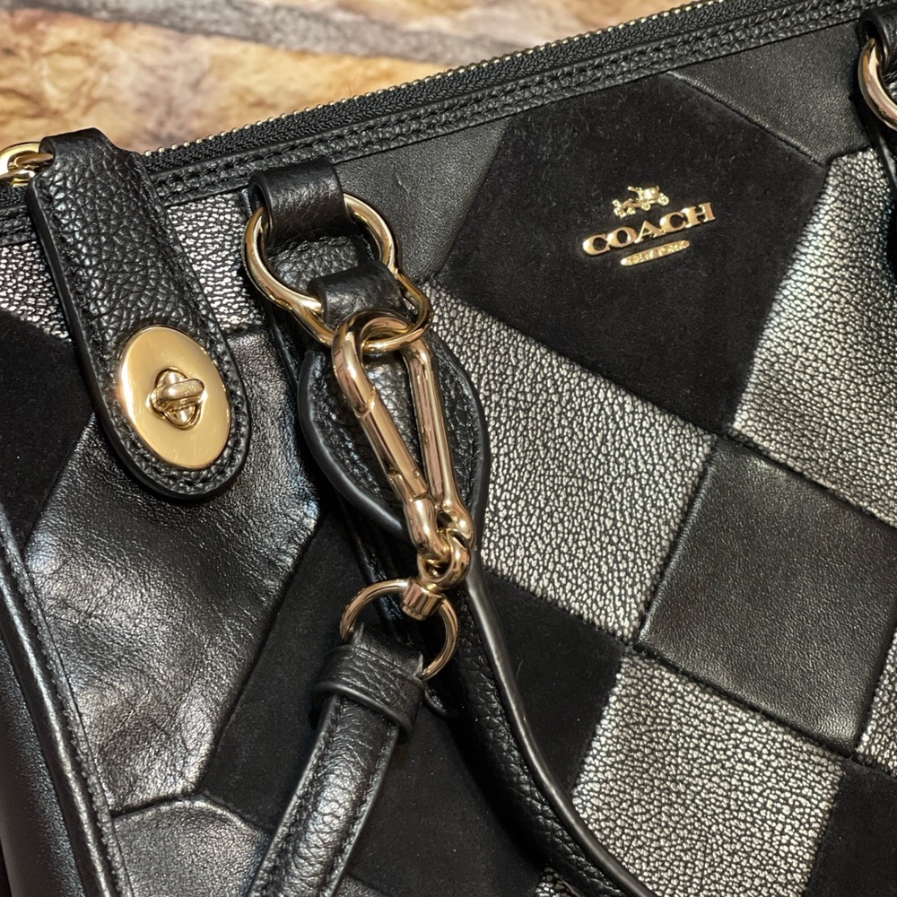 Coach Crosby Leather Patchwork Satchel Crossbody Bag Adjustable Strap Dust Cover - Picture 5 of 15